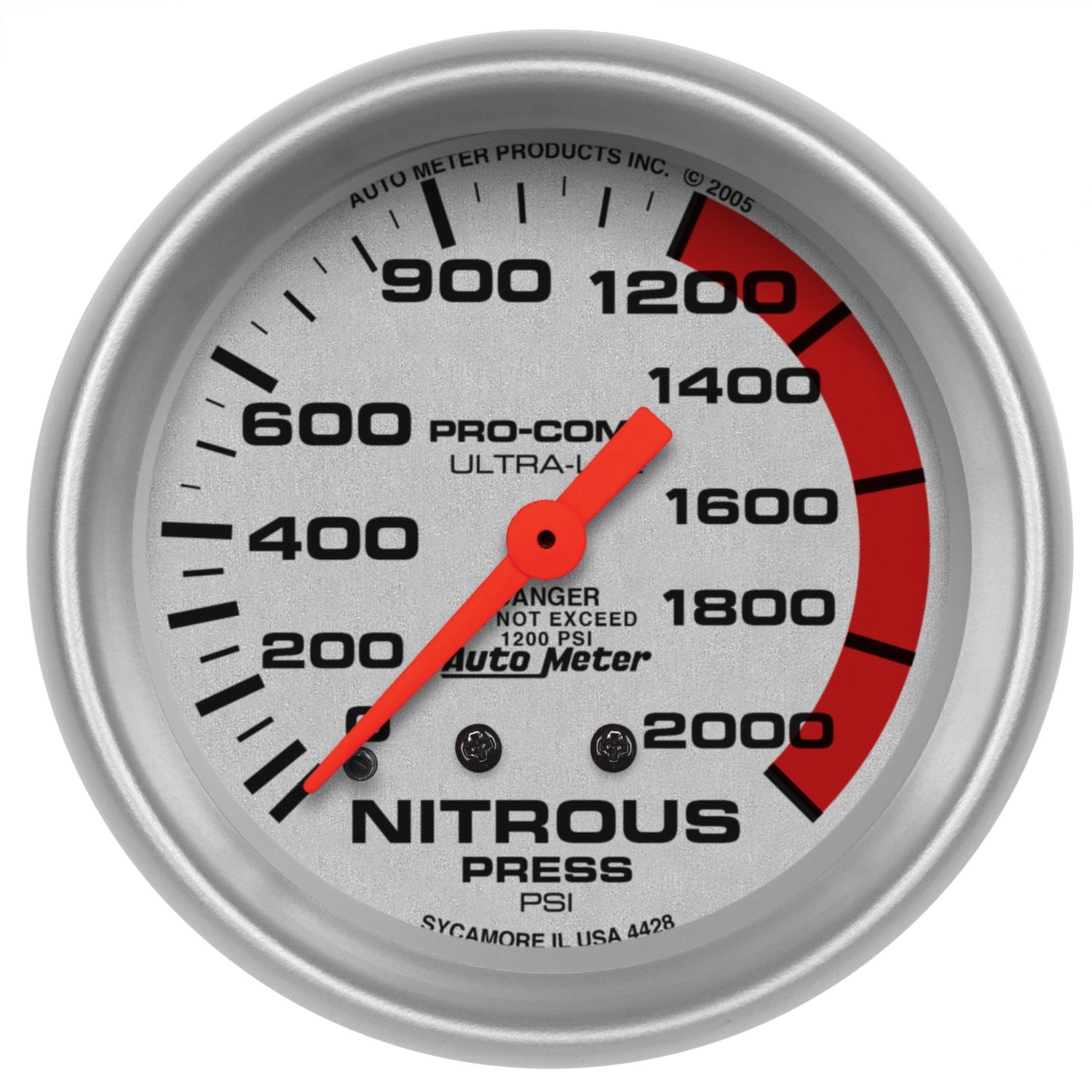 AutoMeter 4428 GAUGE; NITROUS PRESSURE; 2 5/8in.; 2000PSI; MECHANICAL; ULTRA-LITE AutoMeter 4428