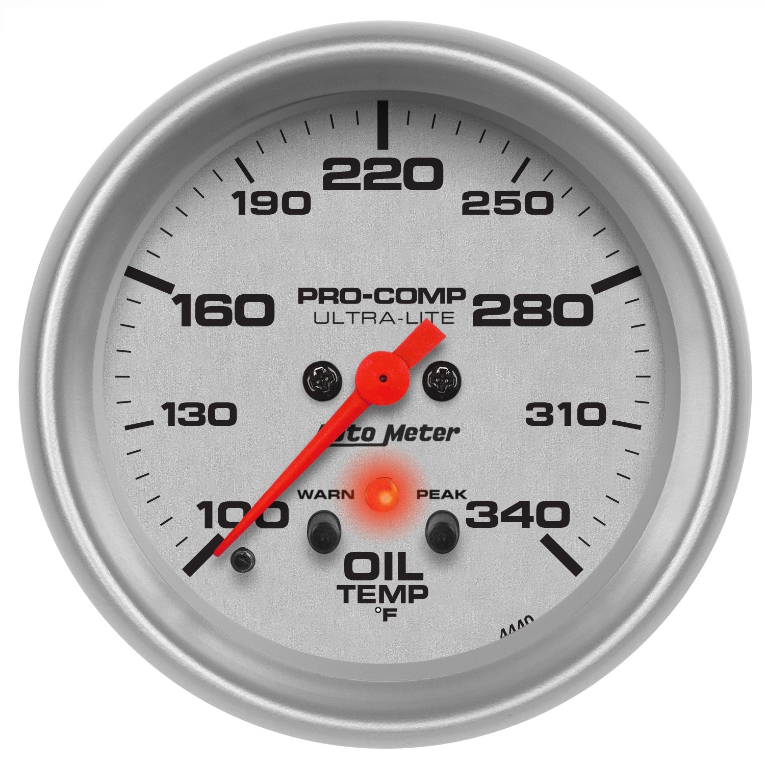 AutoMeter 4440 GAUGE; OIL TEMP; 2 5/8in.; 140-340deg.F; STEPPER MOTOR W/PEAK/WARN; ULTRA-LITE AutoMeter 4440