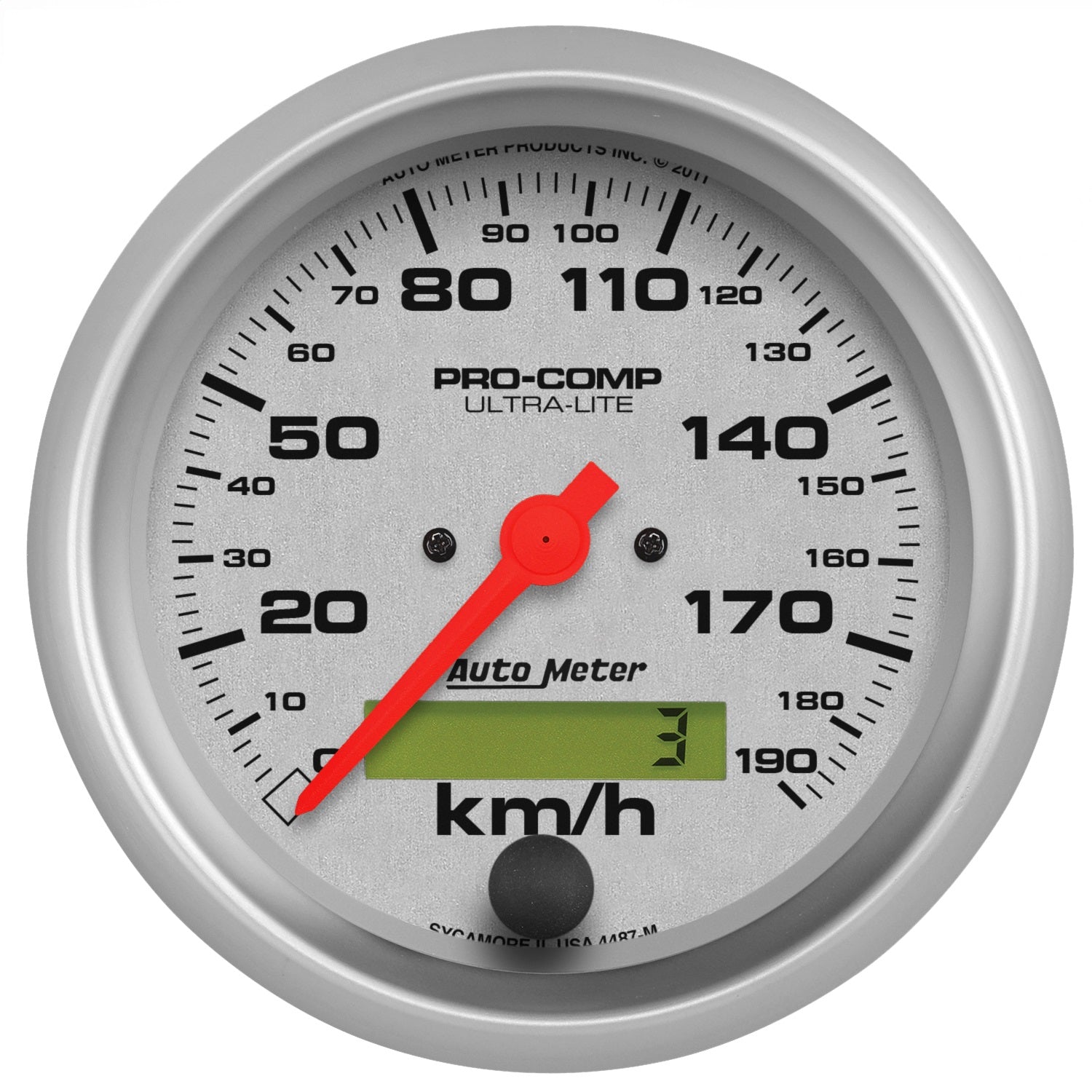 AutoMeter 4487-M GAUGE; SPEEDOMETER; 3 3/8in.; 190KM/H; ELEC. PROG. W/LCD ODO; ULTRA-LITE AutoMeter 4487-M