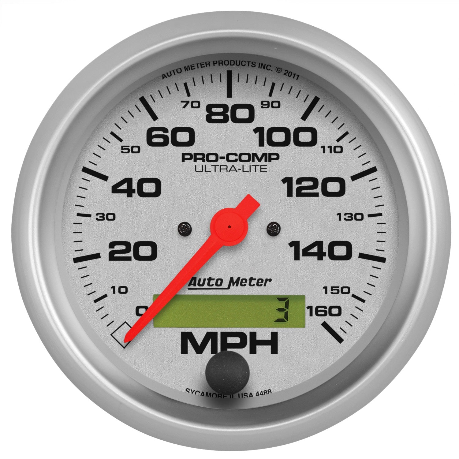 AutoMeter 4488 GAUGE; SPEEDO; 3 3/8in.; 160MPH; ELEC. PROGRAM W/LCD ODO; ULTRA-LITE AutoMeter 4488