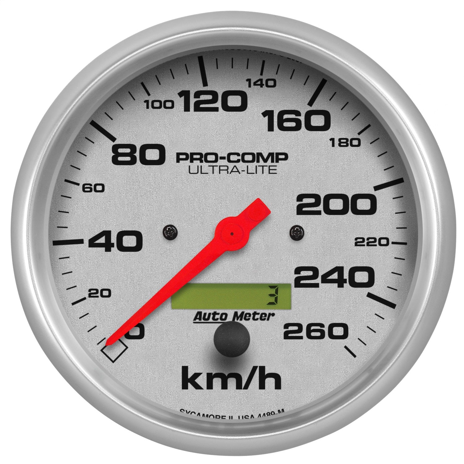 AutoMeter 4489-M GAUGE; SPEEDOMETER; 5in.; 260KM/H; ELEC. PROG. W/LCD ODO; ULTRA-LITE AutoMeter 4489-M