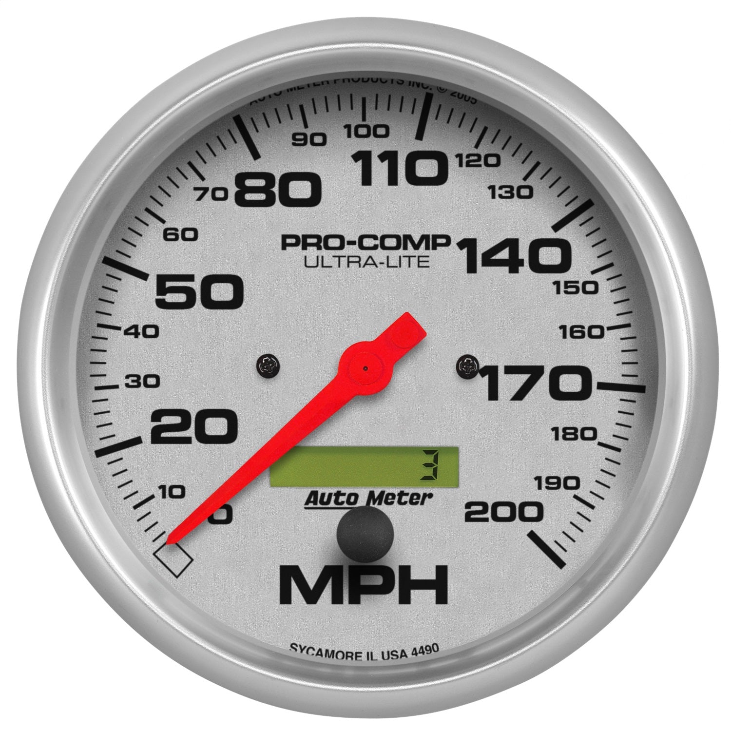 AutoMeter 4490 GAUGE; SPEEDO; 5in.; 200MPH; ELEC. PROGRAM W/LCD ODO; ULTRA-LITE AutoMeter 4490