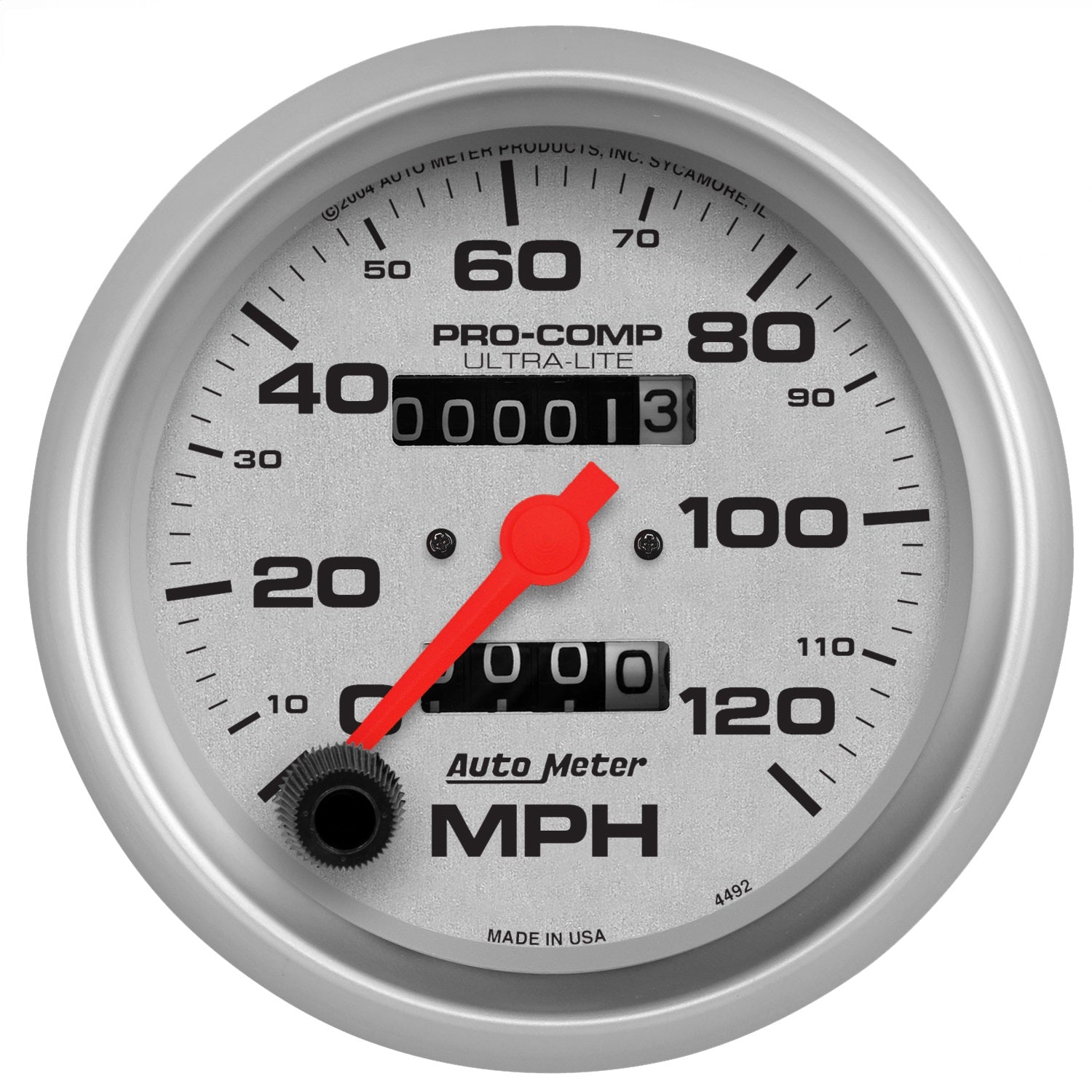 AutoMeter 4492 GAUGE; SPEEDOMETER; 3 3/8in.; 120MPH; MECHANICAL; ULTRA-LITE AutoMeter 4492