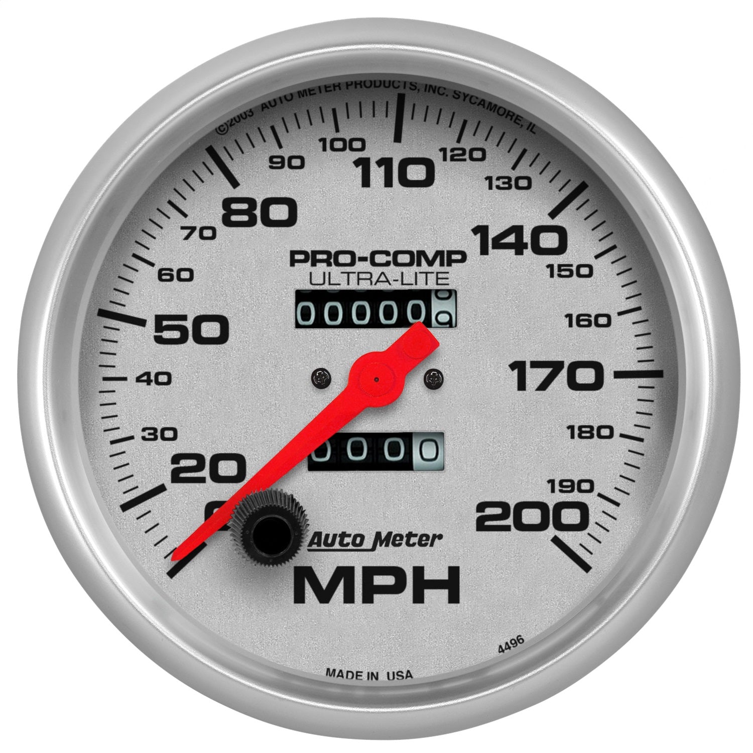 AutoMeter 4496 GAUGE; SPEEDOMETER; 5in.; 200MPH; MECHANICAL; ULTRA-LITE AutoMeter 4496