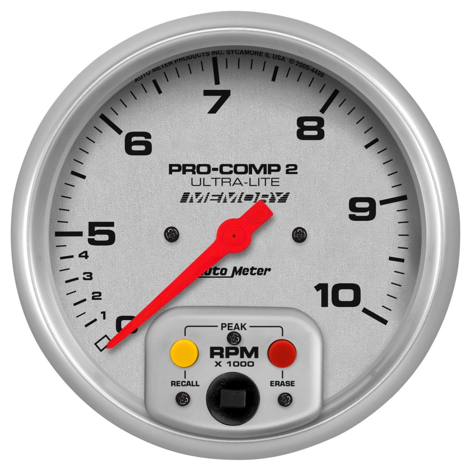 AutoMeter 4499 GAUGE; TACH; 5in.; 10K RPM; IN-DASH; DUAL RANGE W/PEAK MEMORY; ULTRA-LITE AutoMeter 4499