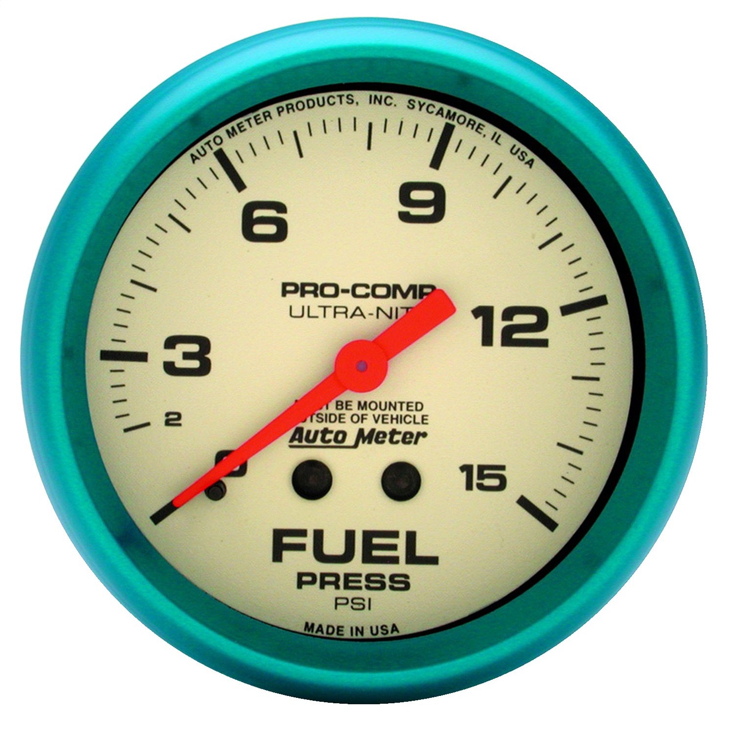 AutoMeter 4511 GAUGE; FUEL PRESS; 2 5/8in.; 15PSI; MECH.; GLOW IN THE DARK; ULTRA-NITE AutoMeter 4511
