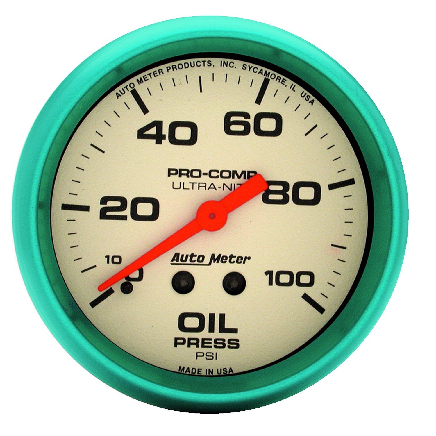AutoMeter 4521 GAUGE; OIL PRESS; 2 5/8in.; 100PSI; MECH.; GLOW IN THE DARK; ULTRA-NITE AutoMeter 4521