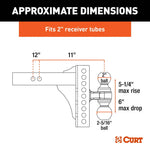 CURT 45900 Adjustable Channel Mount with Dual Ball (2" Shank, 14,000 lbs., 6" Drop) - view 3