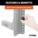 CURT 45900 Adjustable Channel Mount with Dual Ball (2" Shank, 14,000 lbs., 6" Drop) - view 6