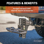 CURT 45900 Adjustable Channel Mount with Dual Ball (2" Shank, 14,000 lbs., 6" Drop) - view 7