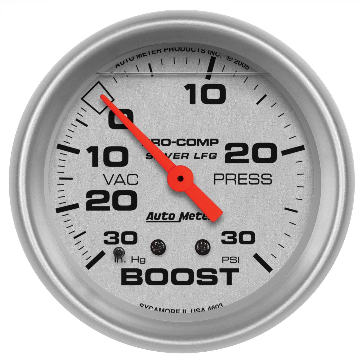 AutoMeter 4603 GAUGE; VAC/BOOST; 2 5/8in.; 30INHG-30PSI; LIQUID FILLED MECH; ULTRA-LITE AutoMeter 4603
