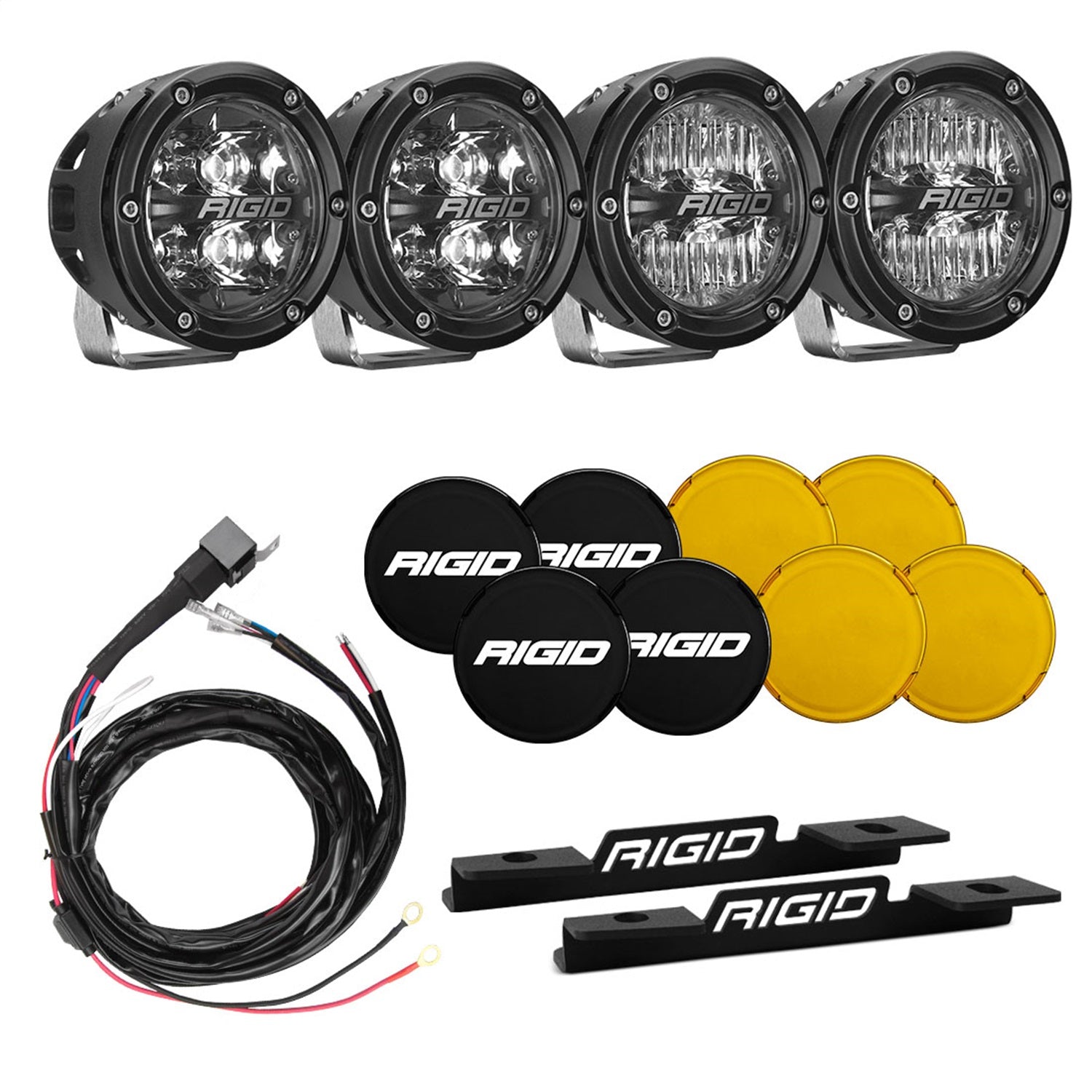 RIGID Industries 46722 2021 Bronco A-Pillar Light Kit with a set of 360 Spot and a set 360 Drive Lights RIGID Industries 46722