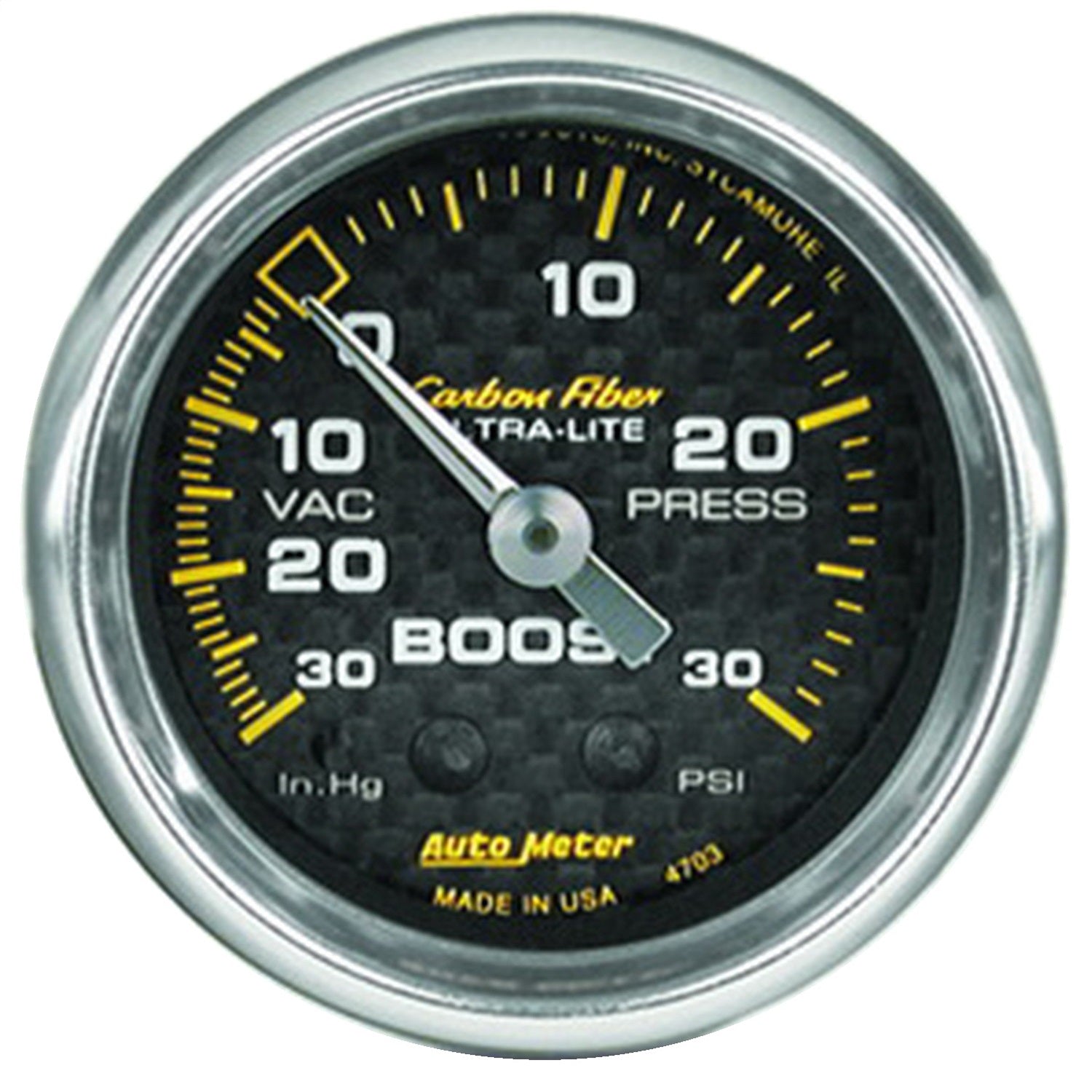 AutoMeter 4703 GAUGE; VAC/BOOST; 2 1/16in.; 30INHG-30PSI; MECHANICAL; CARBON FIBER AutoMeter 4703