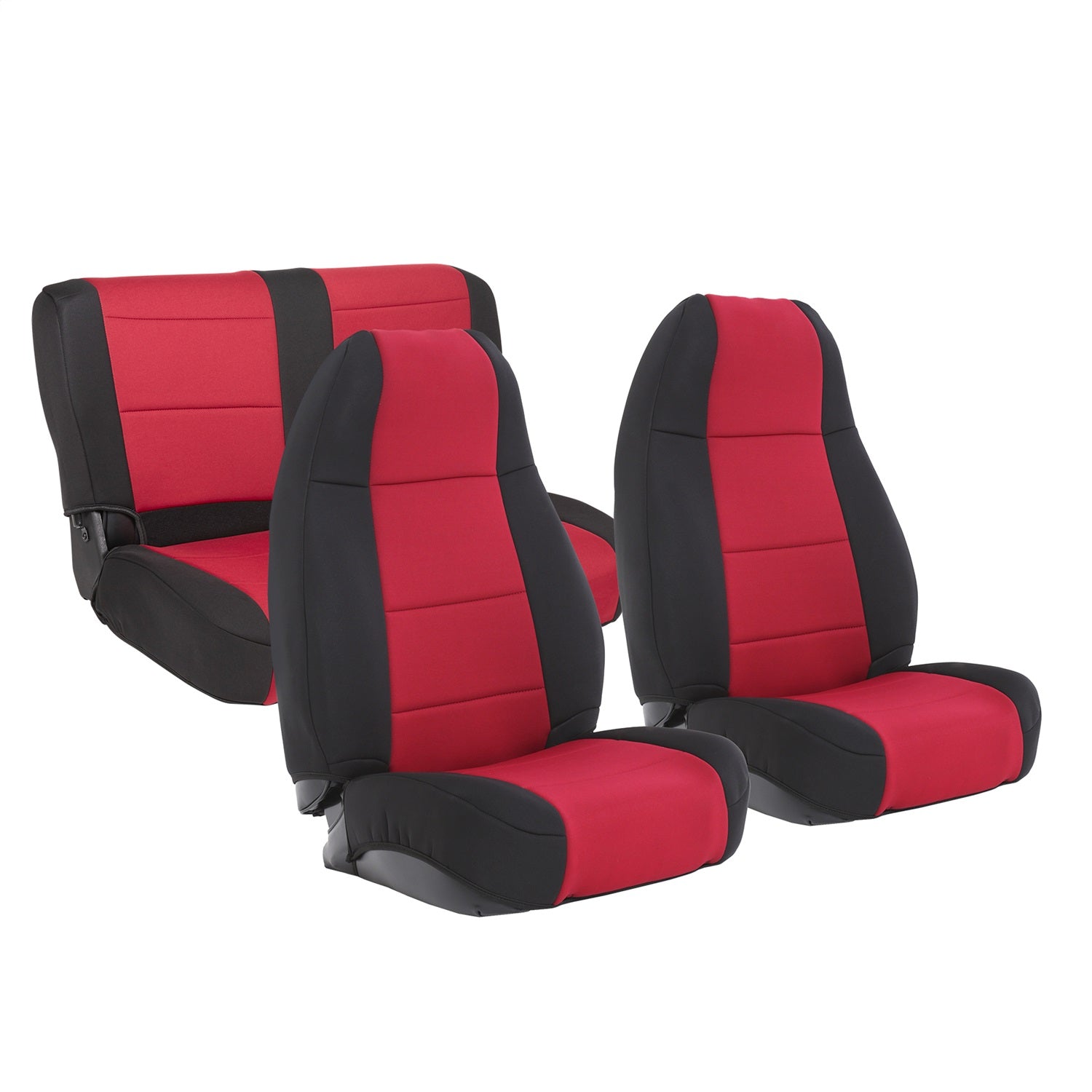 Neoprene Seat Cover; Black/Red; Front/Rear; Smittybilt 471130