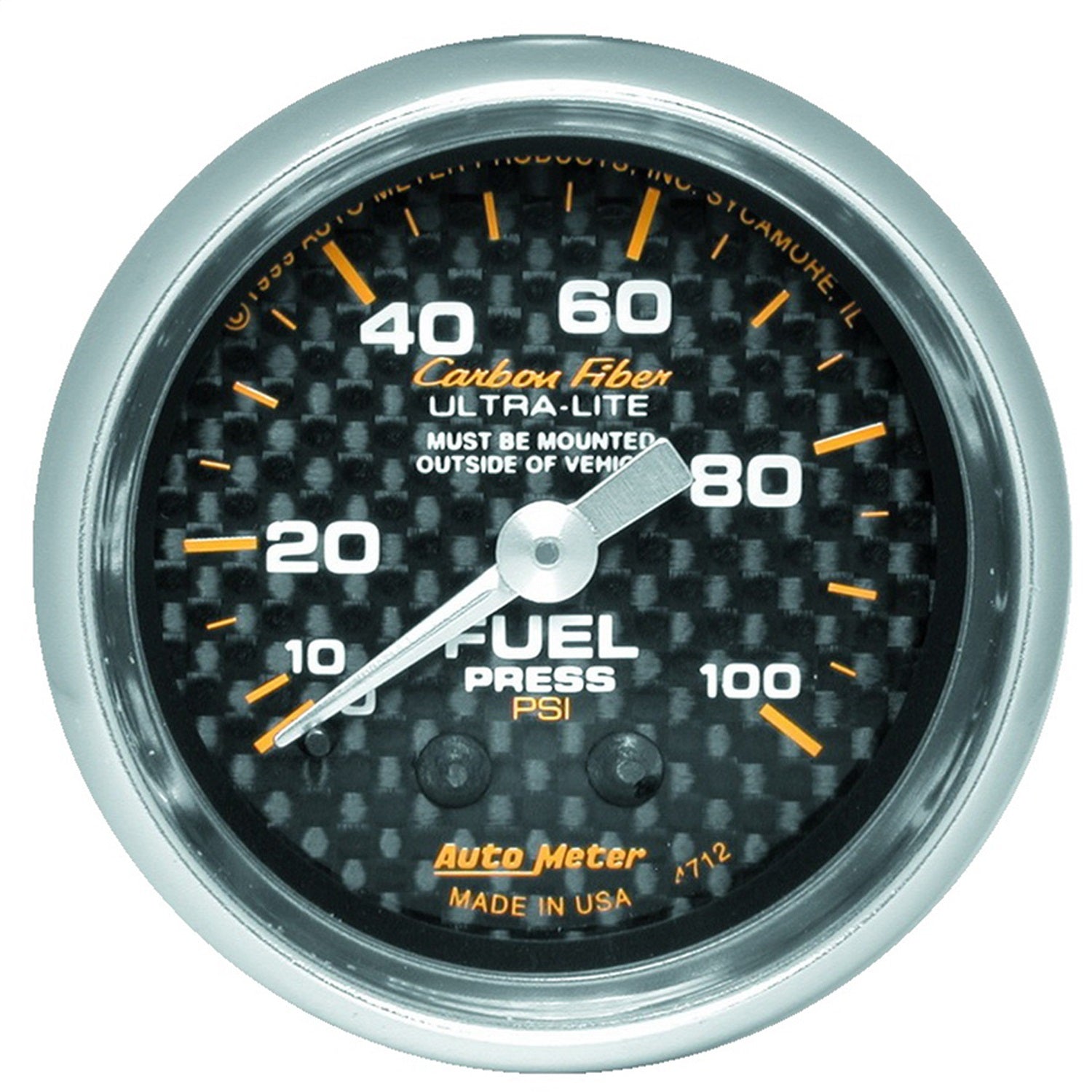 AutoMeter 4712 GAUGE; FUEL PRESSURE; 2 1/16in.; 100PSI; MECHANICAL; CARBON FIBER AutoMeter 4712