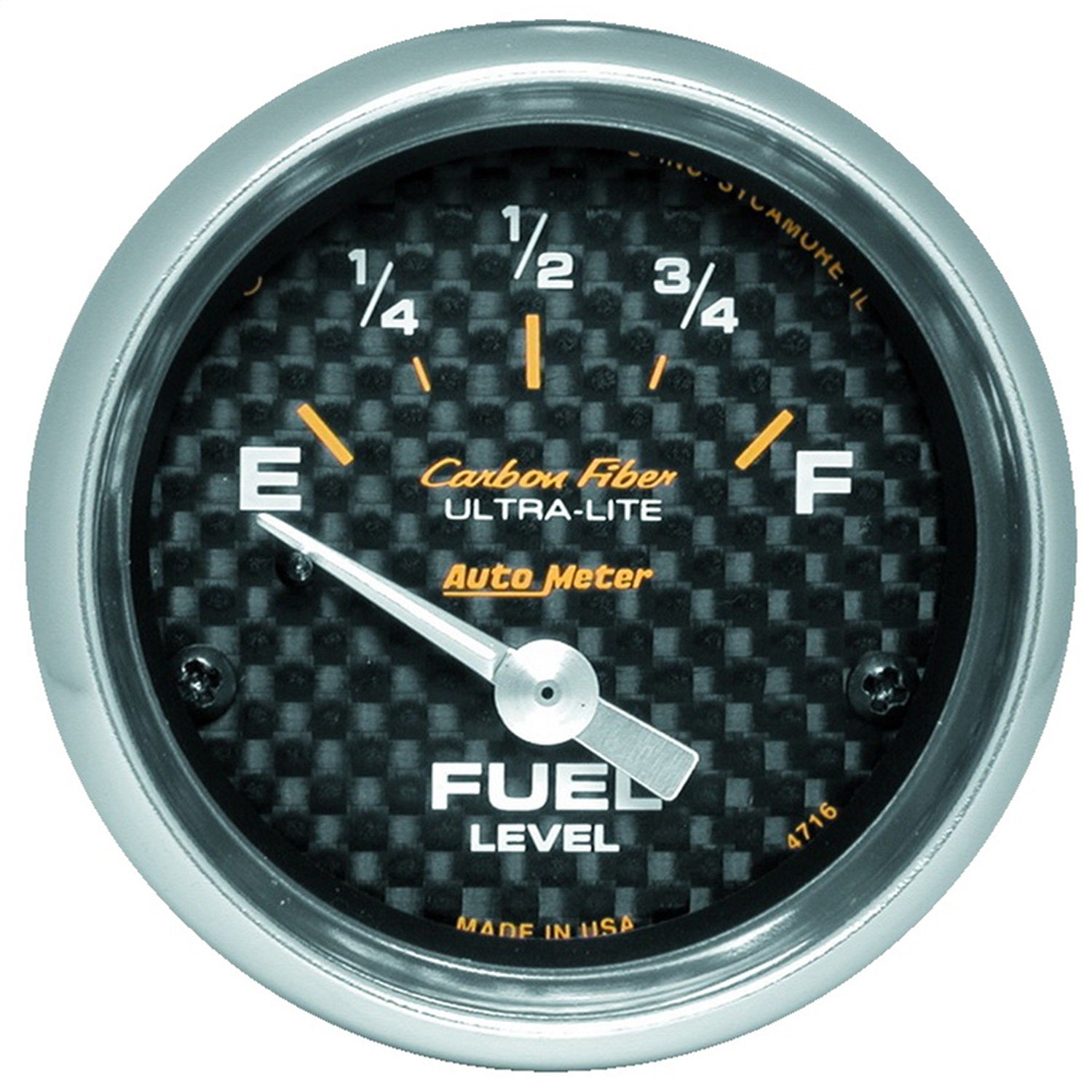 AutoMeter 4716 GAUGE; FUEL LEVEL; 2 1/16in.; 240OE TO 33OF; ELEC; CARBON FIBER AutoMeter 4716