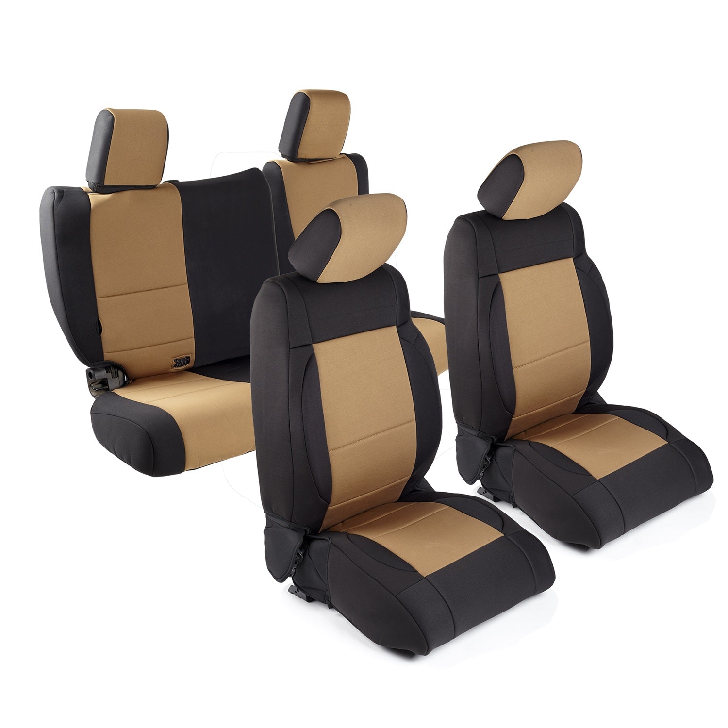 Neoprene Seat Cover; Black/Tan; Front/Rear; Smittybilt 471725