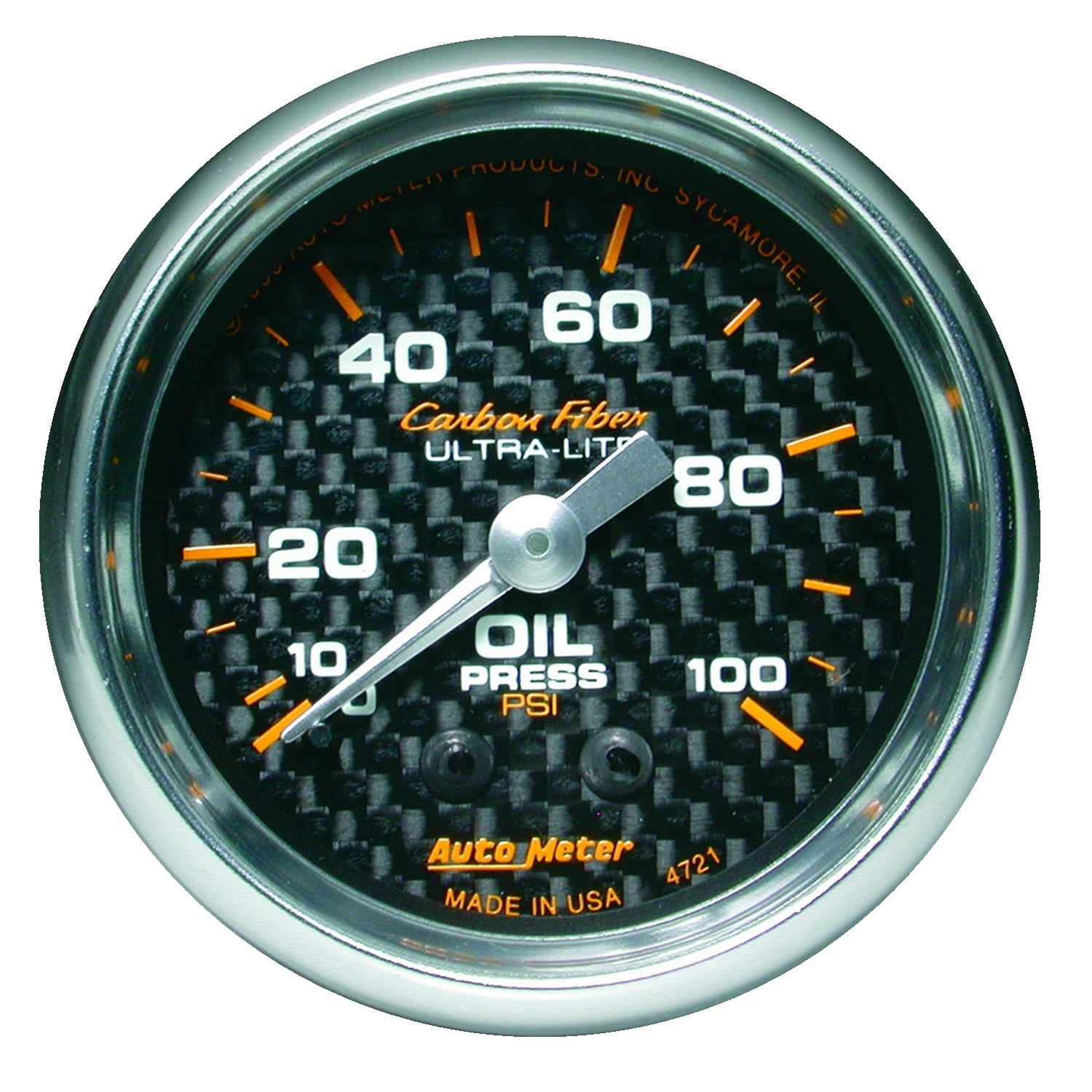 AutoMeter 4721 GAUGE; OIL PRESSURE; 2 1/16in.; 100PSI; MECHANICAL; CARBON FIBER AutoMeter 4721