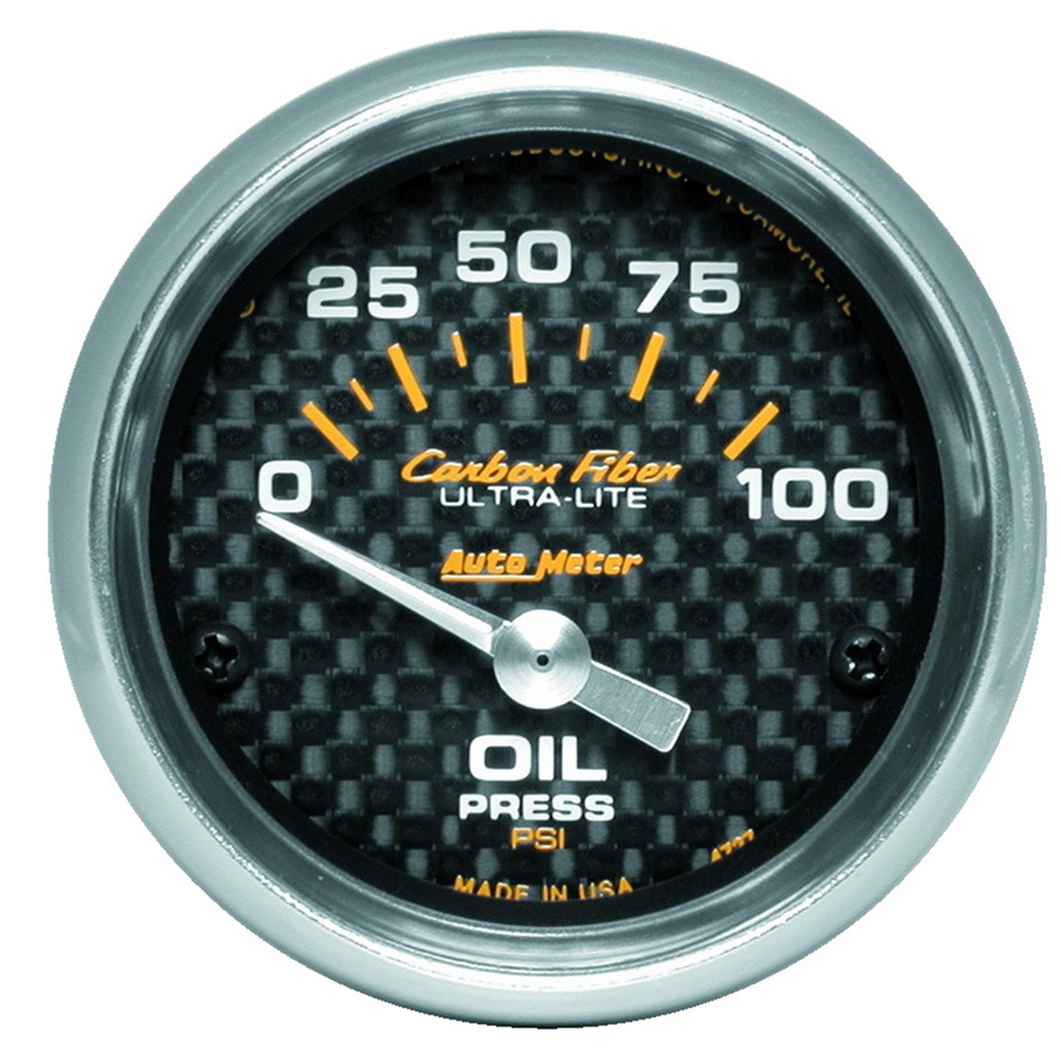 AutoMeter 4727 GAUGE; OIL PRESSURE; 2 1/16in.; 100PSI; ELECTRIC; CARBON FIBER AutoMeter 4727