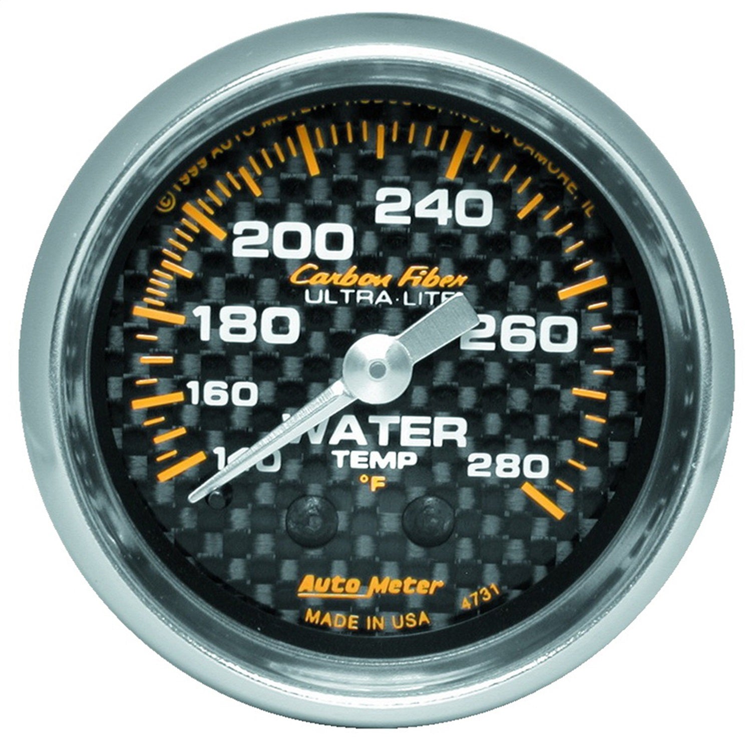 AutoMeter 4731 GAUGE; WATER TEMP; 2 1/16in.; 140-280deg.F; MECHANICAL; CARBON FIBER AutoMeter 4731