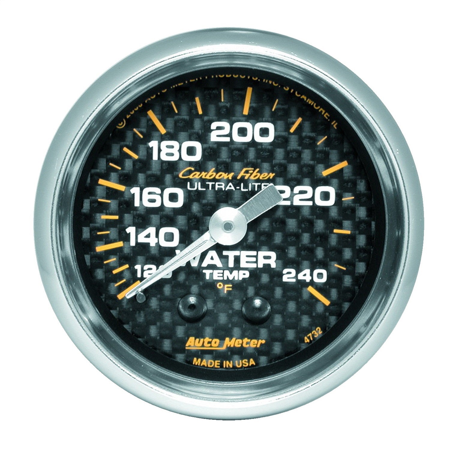 AutoMeter 4732 GAUGE; WATER TEMP; 2 1/16in.; 120-240deg.F; MECHANICAL; CARBON FIBER AutoMeter 4732
