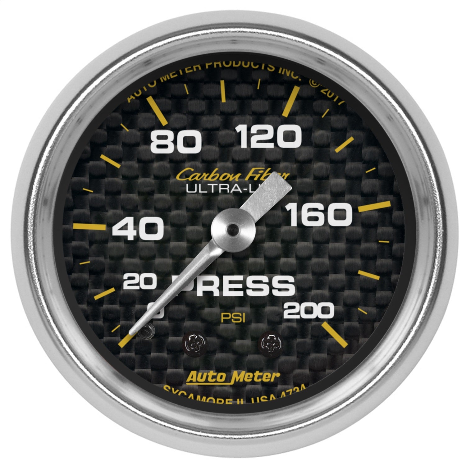 AutoMeter 4734 GAUGE; PRESSURE; 2 1/16in.; 200PSI; MECHANICAL; CARBON FIBER AutoMeter 4734
