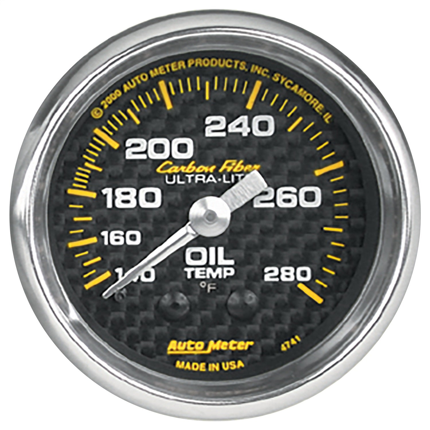 AutoMeter 4741 GAUGE; OIL TEMP; 2 1/16in.; 140-280deg.F; MECHANICAL; CARBON FIBER AutoMeter 4741