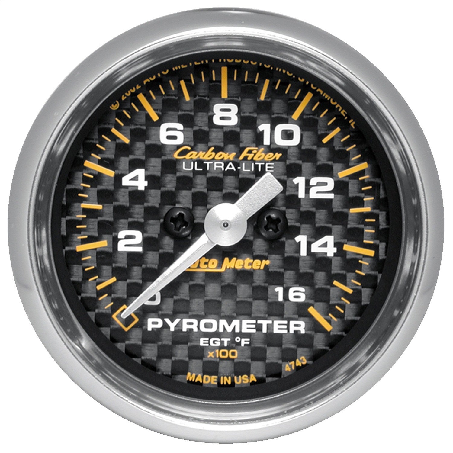 AutoMeter 4744 GAUGE; PYROMETER (EGT); 2 1/16in.; 1600deg.F; STEPPER MOTOR; CARBON FIBER AutoMeter 4744