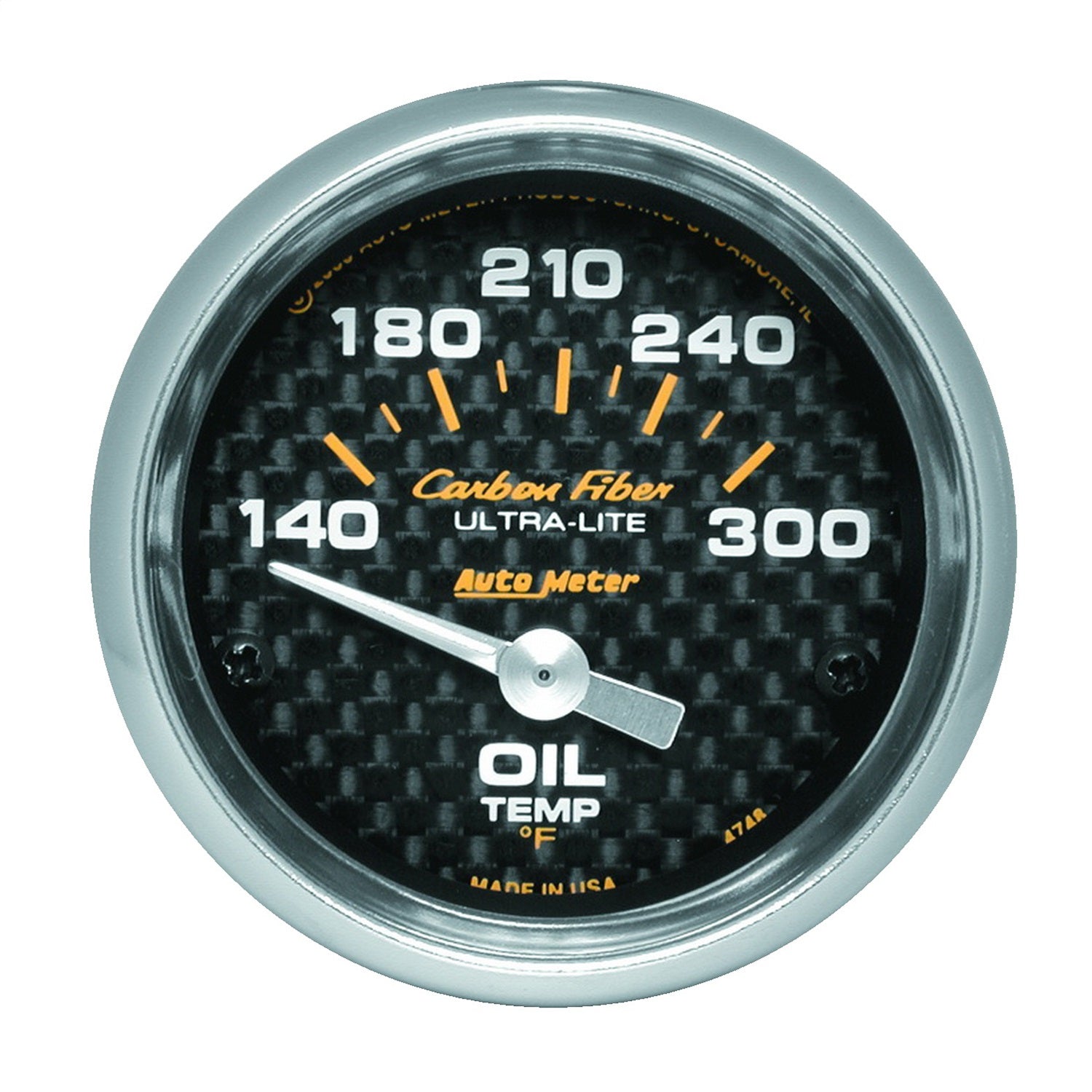 AutoMeter 4748 GAUGE; OIL TEMP; 2 1/16in.; 140-300deg.F; ELECTRIC; CARBON FIBER AutoMeter 4748