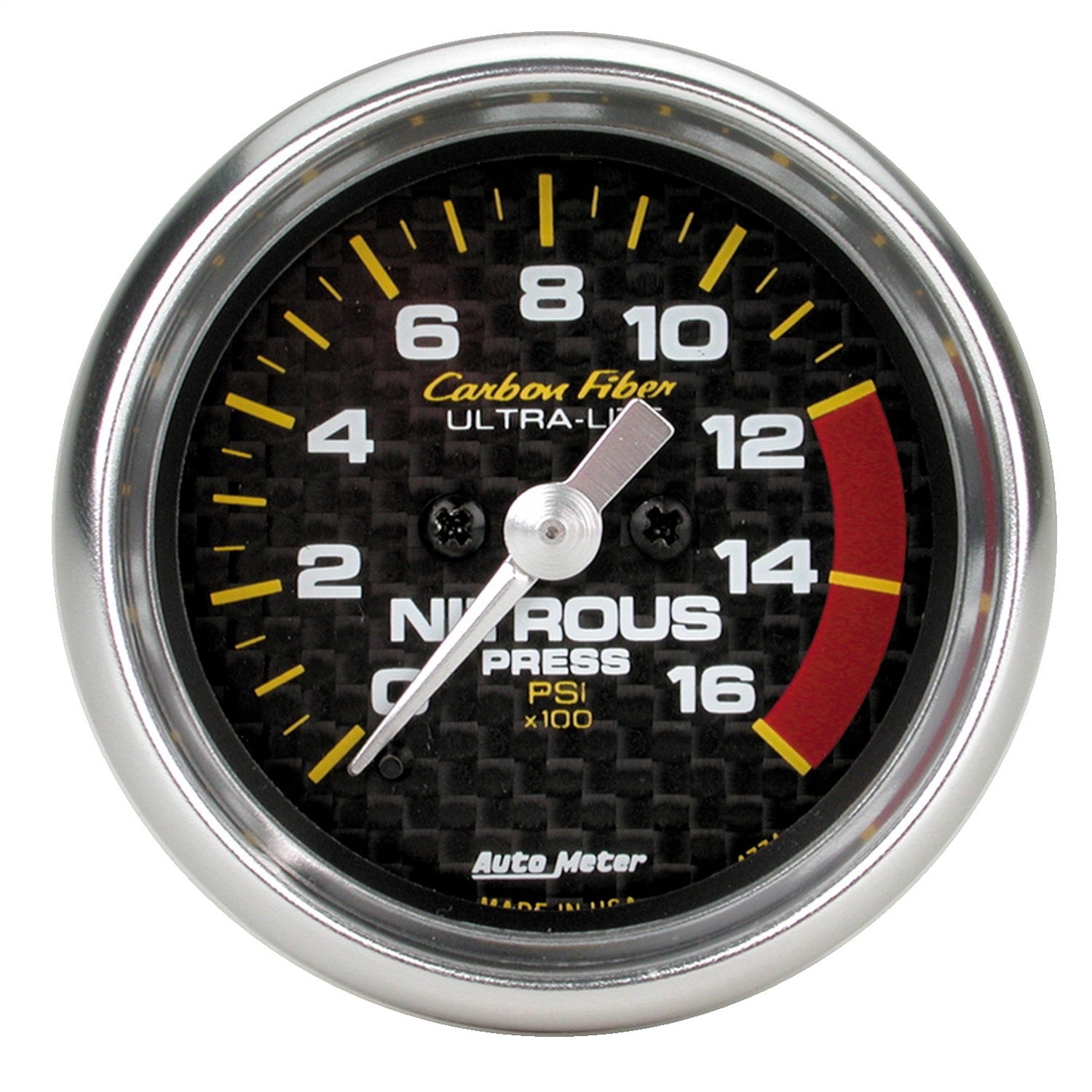 AutoMeter 4774 GAUGE; NITROUS PRESSURE; 2 1/16in.; 1600PSI; DIGITAL STEPPER MOTOR; CARBON FIBER AutoMeter 4774