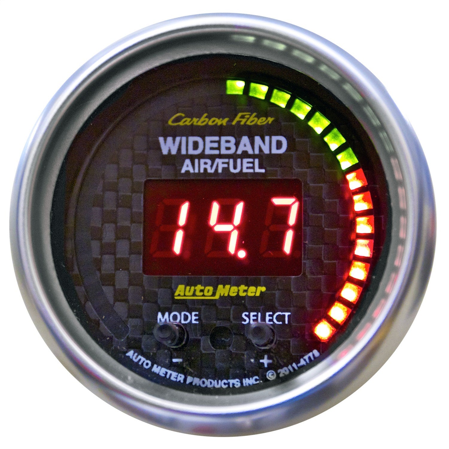 AutoMeter 4778 GAUGE; AIR/FUEL RATIO-PRO; 2 1/16in.; 10:1-20:1; DIGITAL W/PK/WRN; CARBON FIBER AutoMeter 4778