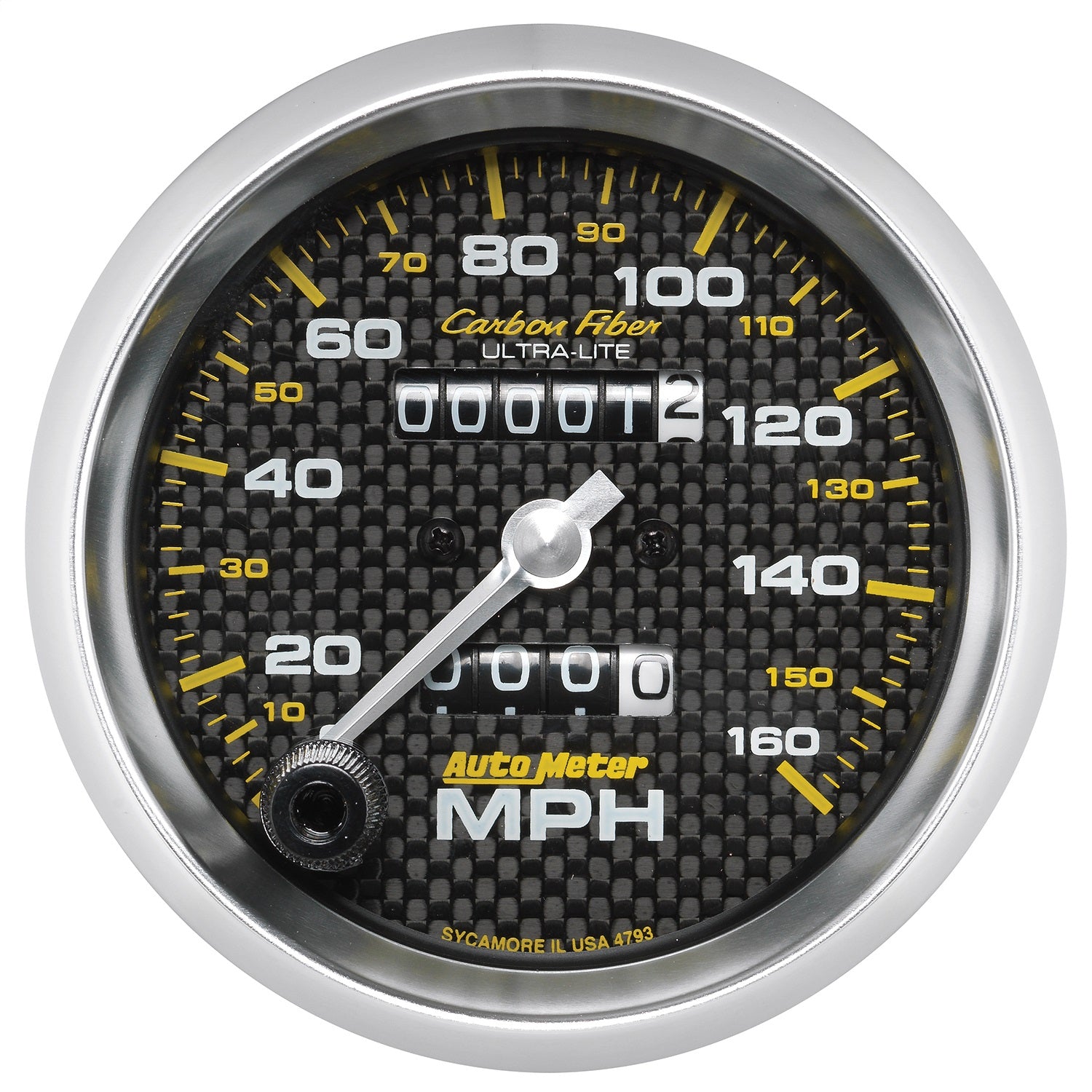AutoMeter 4793 GAUGE; SPEEDOMETER; 3 3/8in.; 160MPH; MECHANICAL; CARBON FIBER AutoMeter 4793