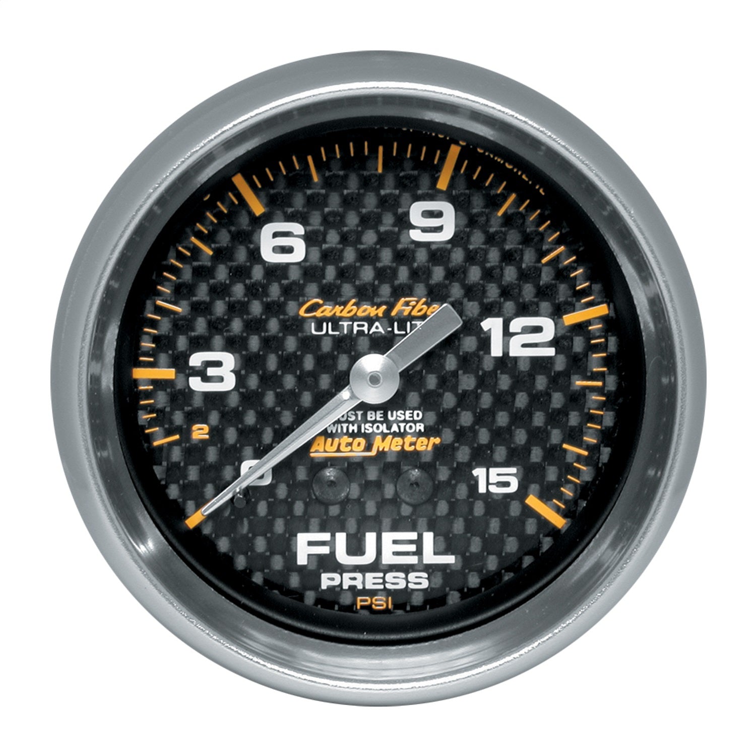 AutoMeter 4813 GAUGE; FUEL PRESSURE; 2 5/8in.; 15PSI; MECH. INCL. ISOLATOR; CARBON FIBER AutoMeter 4813