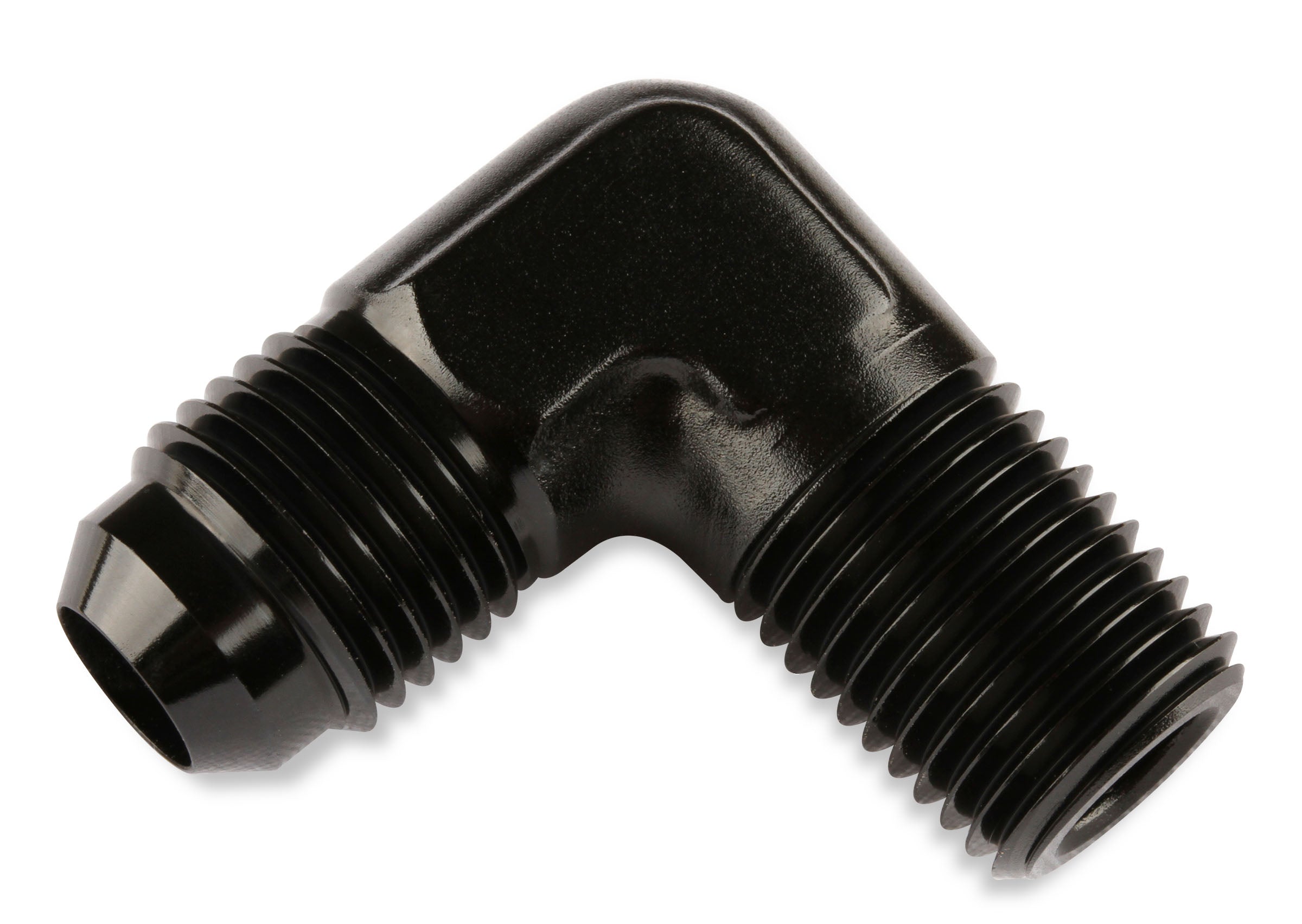 Mr. Gasket 90 Degree -6 AN To 3/8 Inch NPT Adapter - Black