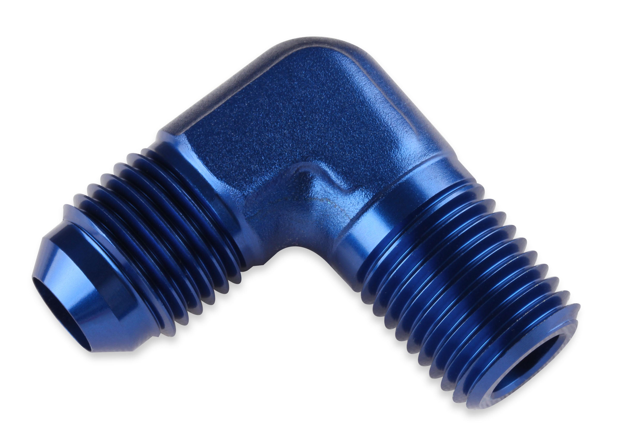 Mr. Gasket 90 Degree -8 AN To 1/2 Inch NPT Adapter - Blue