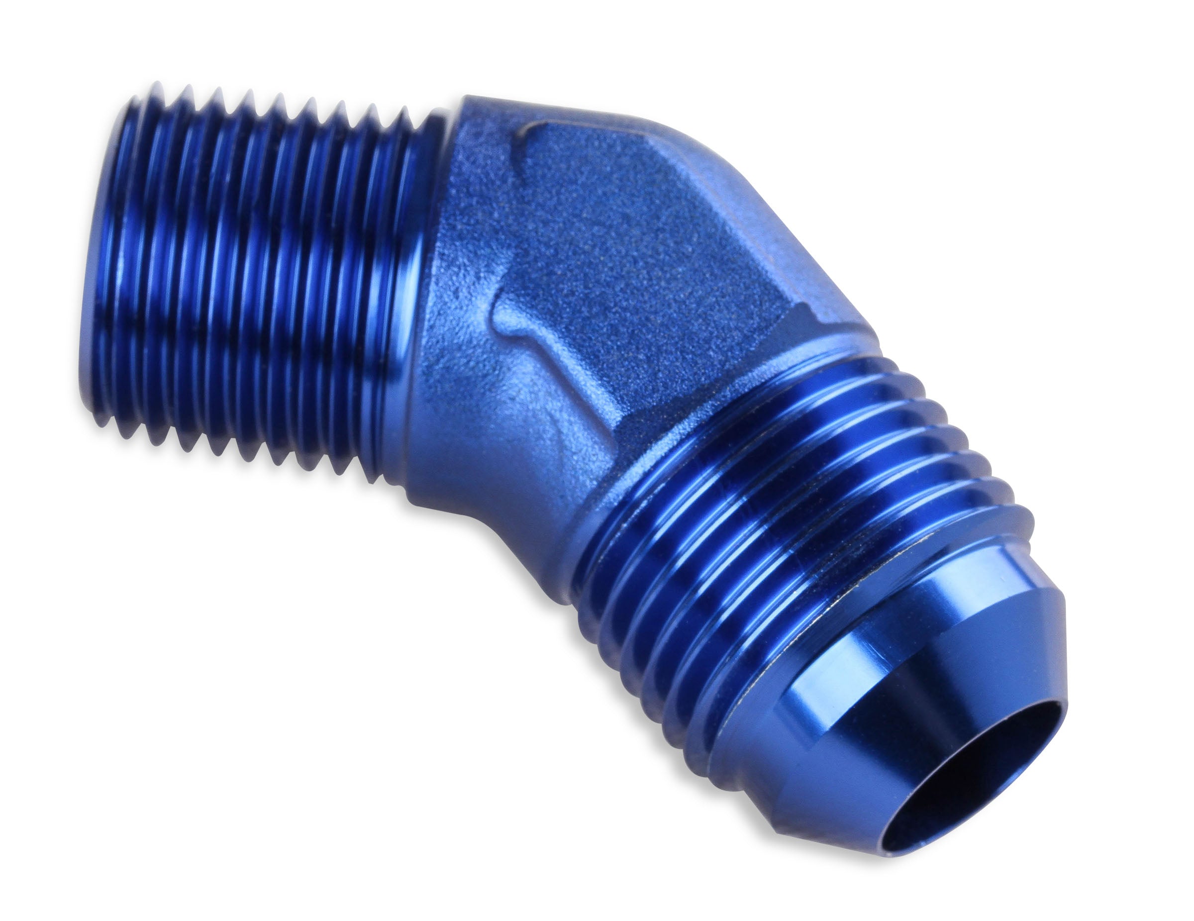 Mr. Gasket 45 Degree -8 AN To 1/4 Inch NPT Adapter - Blue