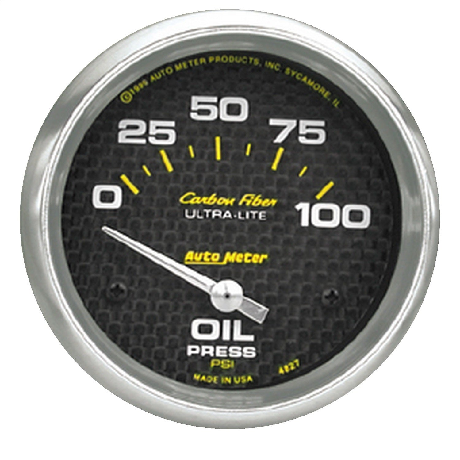 AutoMeter 4827 GAUGE; OIL PRESSURE; 2 5/8in.; 100PSI; ELECTRIC; CARBON FIBER AutoMeter 4827