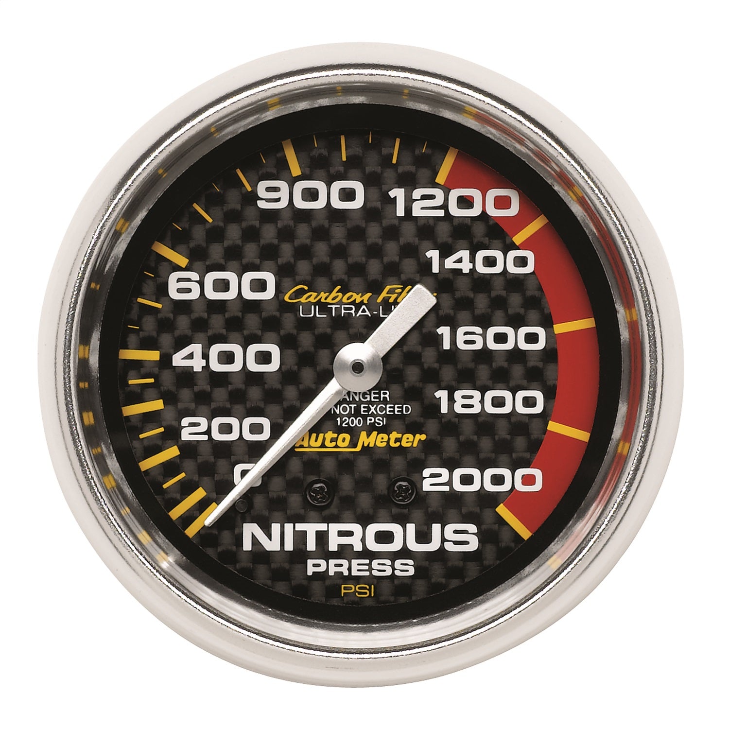 AutoMeter 4828 GAUGE; NITROUS PRESSURE; 2 5/8in.; 1600PSI; MECHANICAL; CARBON FIBER AutoMeter 4828