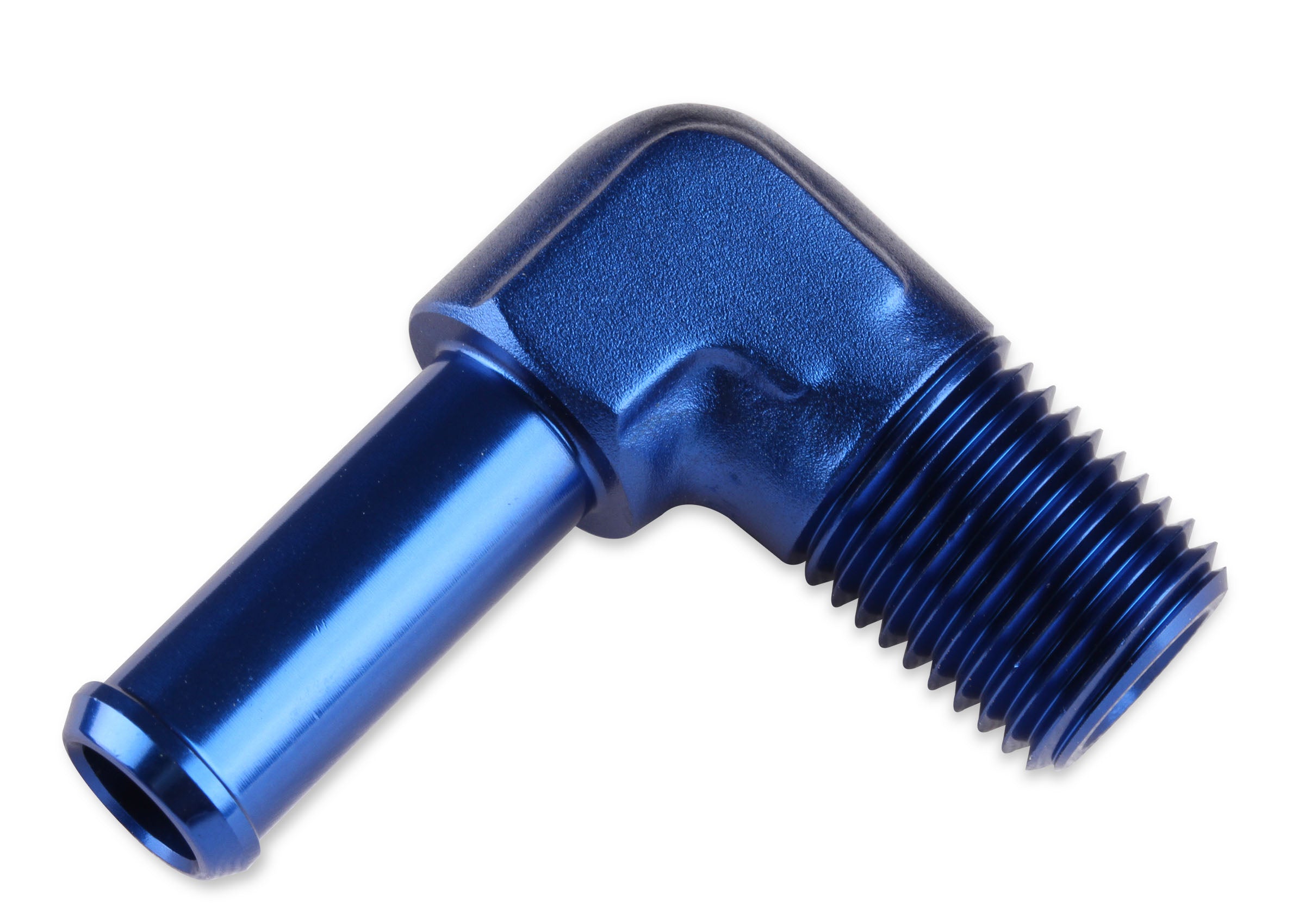 Mr. Gasket 90 Degree 5/8 Inch Hose To 1/2 Inch NPT - Blue