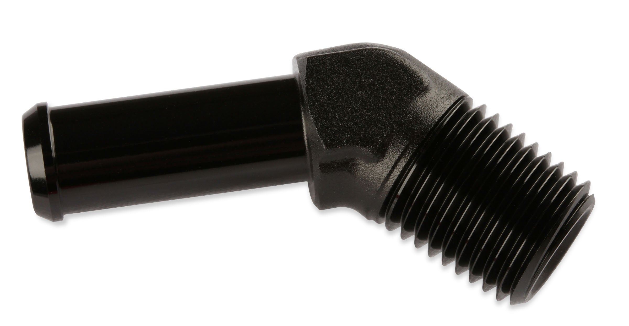 Mr. Gasket 45 Degree 5/8 Inch Hose To 1/2 Inch NPT - Black