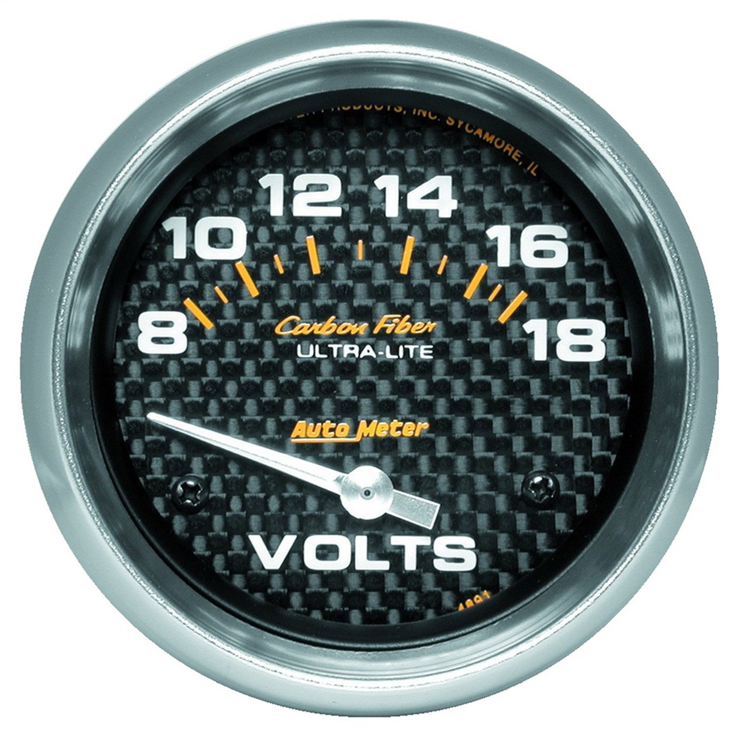 AutoMeter 4891 GAUGE; VOLTMETER; 2 5/8in.; 18V; ELECTRIC; CARBON FIBER AutoMeter 4891