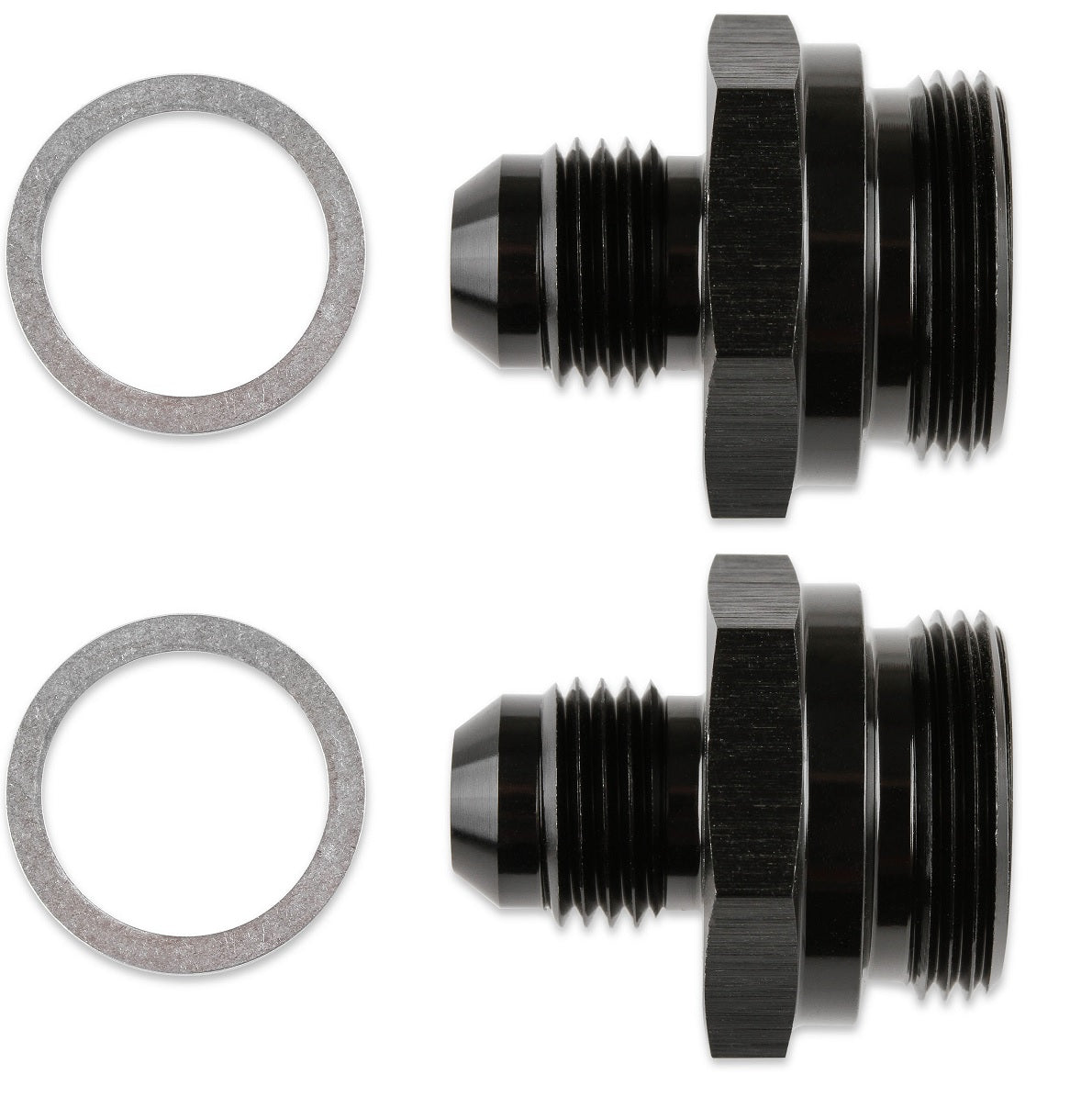 Mr. Gasket -8 AN, 7/8-20 Carburetor Fittings - Black with Gaskets (2)