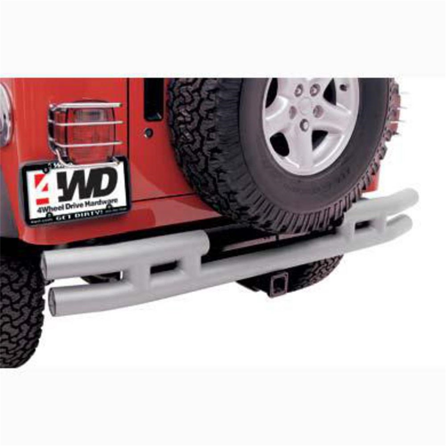 Rear Bumper; w/Hitch; Stainless Steel; No Drill Installation; Smittybilt JB44-RHS