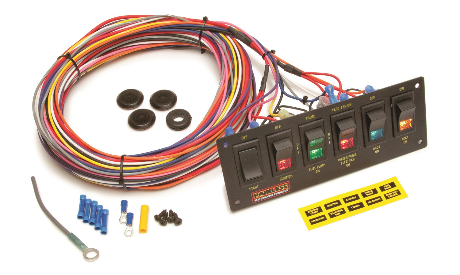 Painless Wiring 50406 6-Switch Lighted Non-Fused Rocker Switch Panel Painless Wiring 50406