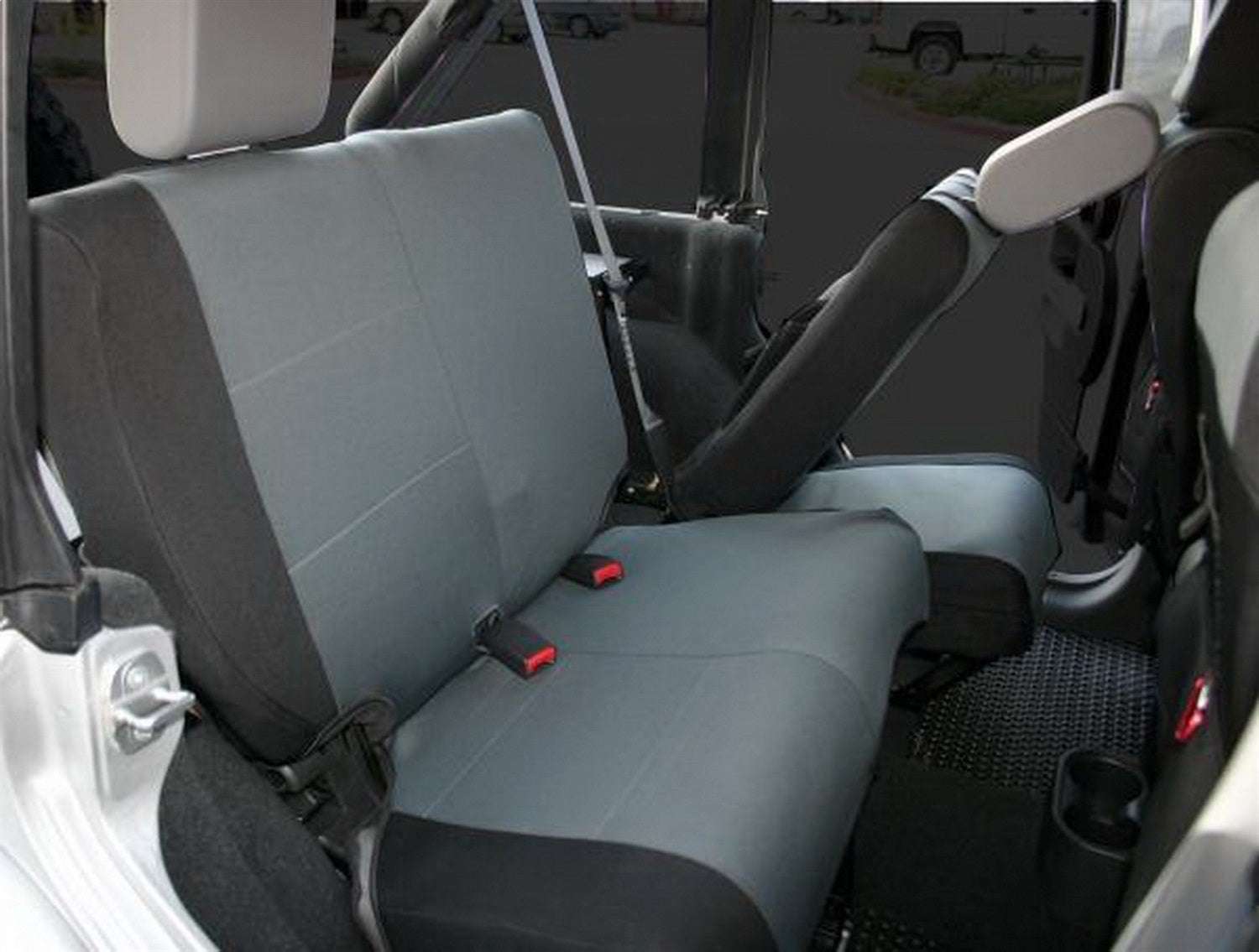 Rampage 5057821 Custom Fit Polycanvas Seat Cover; Black/Gray; Rear; Rampage 5057821
