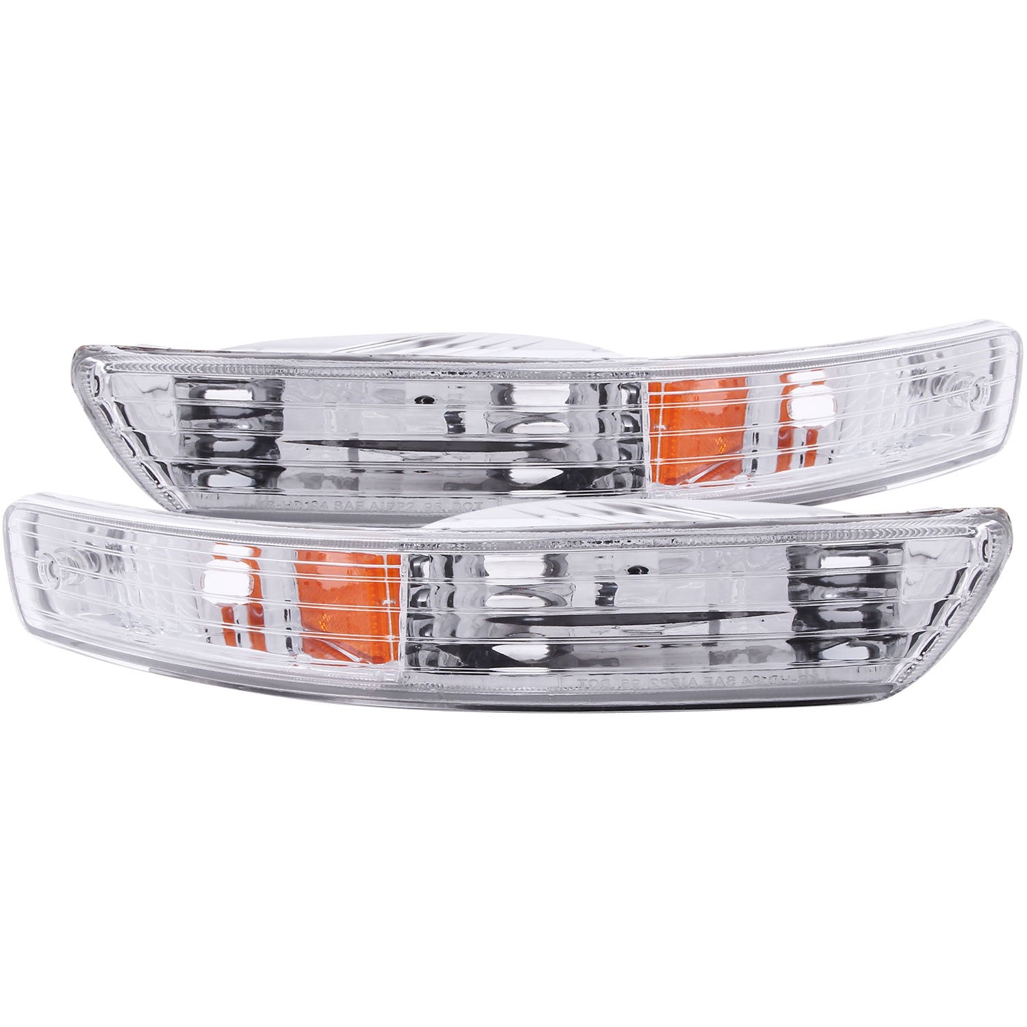 ANZO USA 511021 Euro Parking Lights; Clear Lens; Chrome Housing; Amber Reflector; Pair; ANZO USA 511021