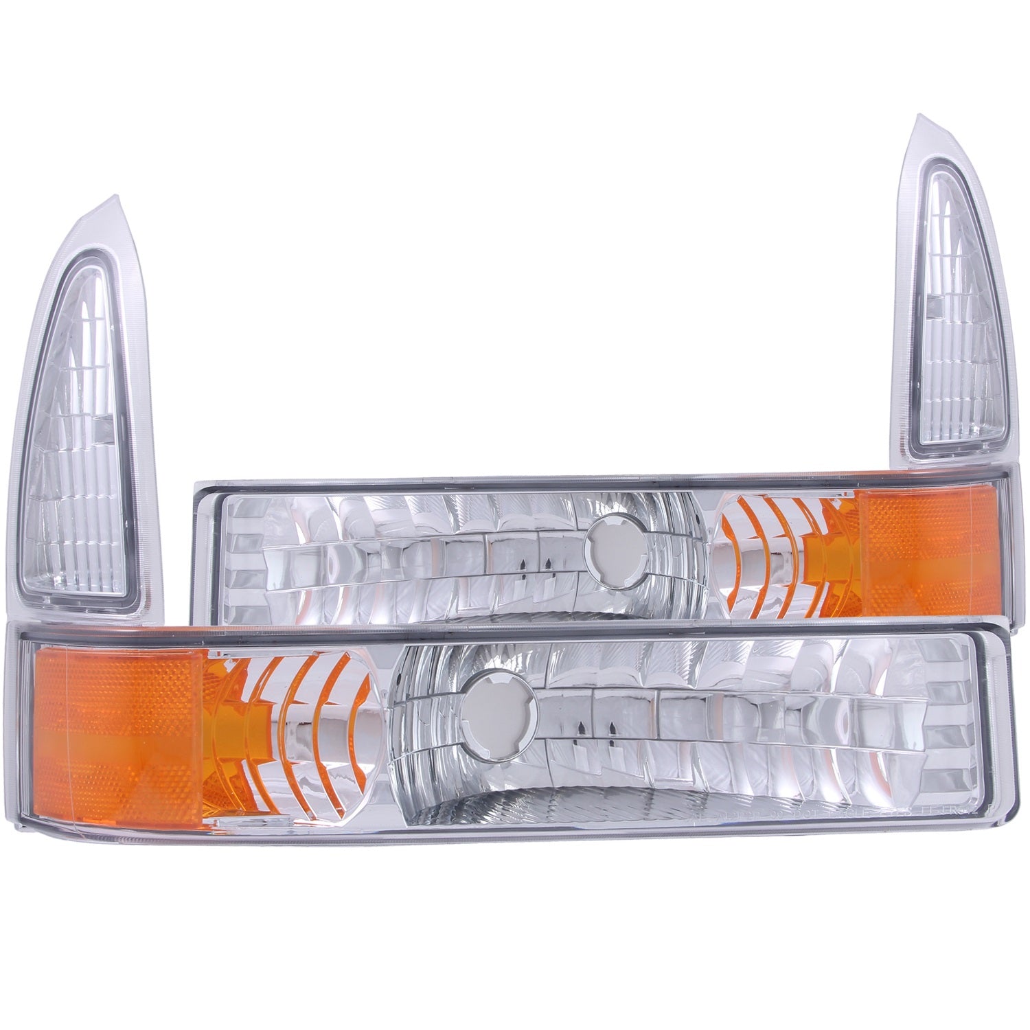 ANZO USA 511039 Parking Light Assembly; Euro; Clear Lens; Chrome Housing; Amber Reflector; Pair; ANZO USA 511039