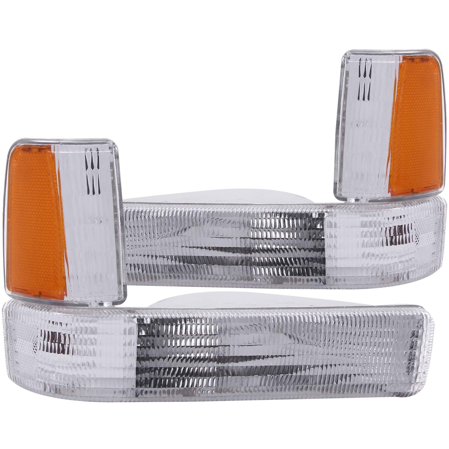 ANZO USA 511047 Parking Light Assembly; Euro; Clear Lens; Chrome Housing; Amber Reflector; Pair; ANZO USA 511047