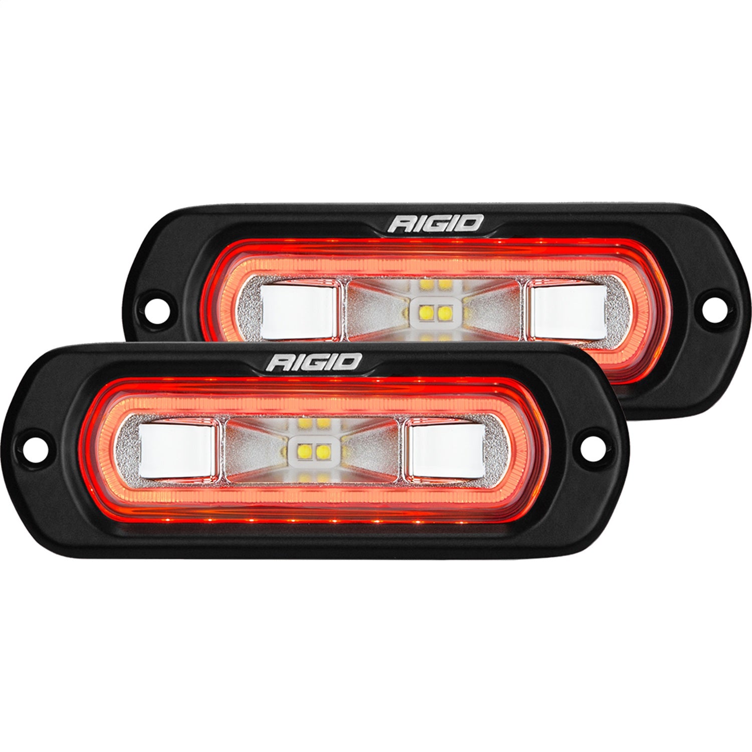 RIGID Industries 53222 SR-L SERIES OFF-ROAD SPREADER LED LIGHT POD 3 WIRE FLUSH MOUNT WITH RED HALO RIGID Industries 53222