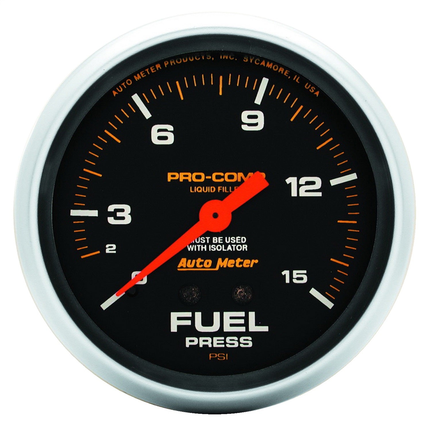 AutoMeter 5413 GAUGE; FUEL PRESS; 2 5/8in.; 15PSI; LIQUID FILLED MECH W/ISOLATOR; PRO-COMP AutoMeter 5413